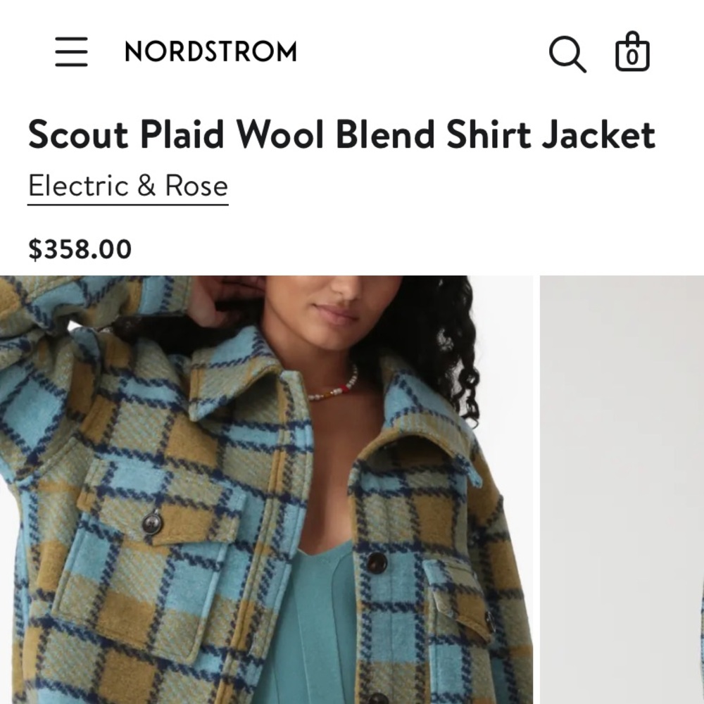 Electric & Rose Scout Indigo/Chartreuse Plaid Wool Blend Shirt Jacket